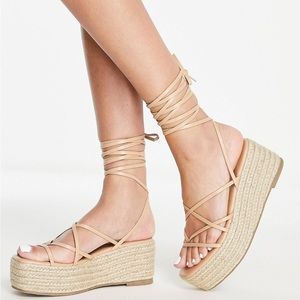 Tan strappy espadrille flatform